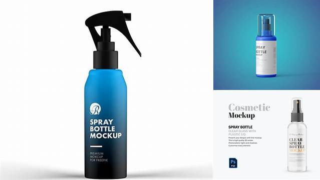 353+ Matte Spray Bottle PSD Mockup Half Side View High-Angle Shot PSD Download