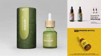 3530+ Box with Essential Oils PSD Mockup Half Side View High-Angle Shot Professional Quality Freebie PSD File