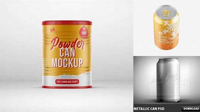 3534+ Metallic Powder Can PSD Mockup Versatile Photoshop File