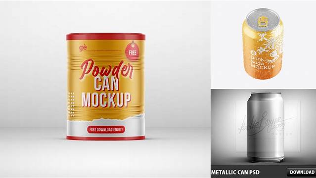 3534+ Metallic Powder Can PSD Mockup Versatile Photoshop File