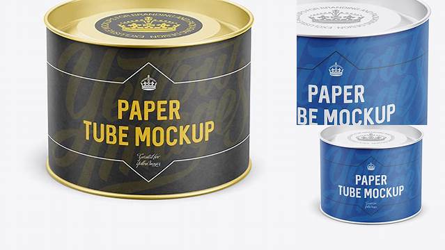 3535+ Small Paper Tube with a Convex Tin Lid High-Angle View Free PSD for Creatives