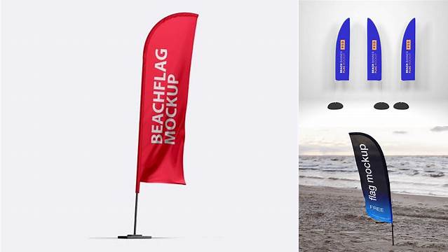 3538+ Beach Flag Mockup Free Creative PSD Resources