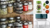 3538+ Spice Jar with Salt PSD Mockup Halfside View PSD for Creative Projects