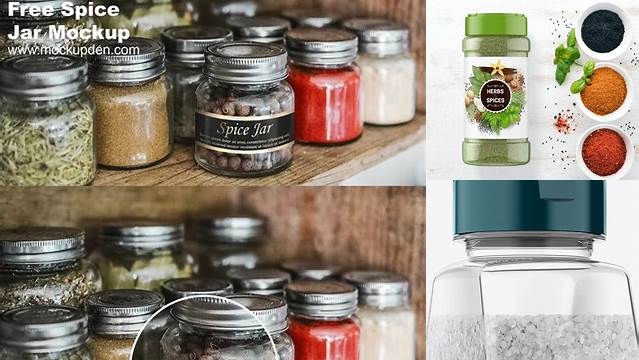 3538+ Spice Jar with Salt PSD Mockup Halfside View PSD for Creative Projects