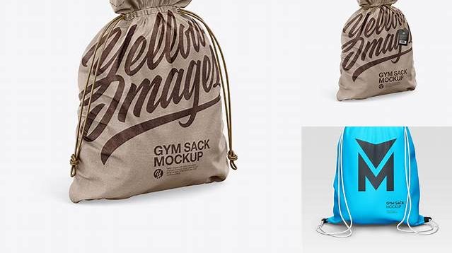 3547+ Textured Gym Sack PSD Mockup Half Side View Advanced Photoshop Template