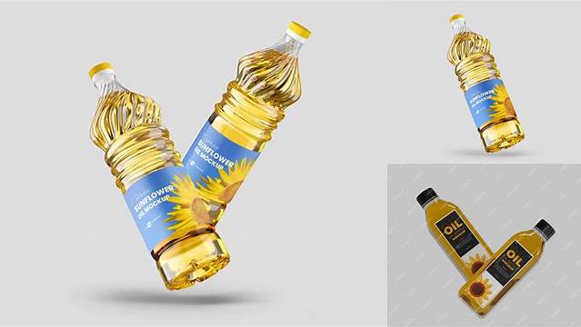 3547+ Unrefined Sunflower Oil Bottle PSD Mockup For Free Download