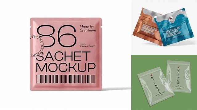 3548+ Display with Sachets PSD Mockup Front View Editable Photoshop Free Mockup