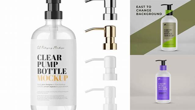 3549+ Glossy Liquid Soap Bottle with Pump PSD Mockup Free Graphic Design Resource