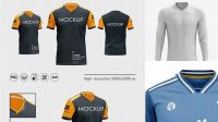 355+ Men’s Soccer V-Neck Jersey LS PSD Mockup Front Half-Side View Free Download Design Mockup