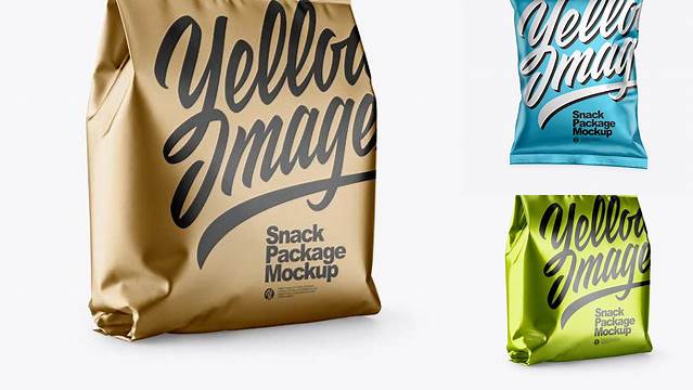 3551+ Metallic Snack Package PSD Mockup Half Side View High Resolution