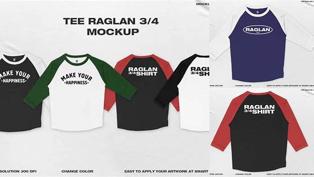 3556+ Mockup Raglan 3/4 Cdr Easy-to-Edit Photoshop Freebie