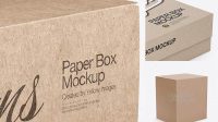 3559+ Kraft Box PSD Mockup Half Side View High Angle Shot Digital Resource Free Download