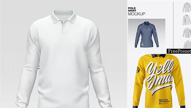 3562+ Polo Long Sleeve Mockup Premium Design Freebie