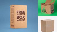 3563+ Matte Kraft Paper Box PSD Mockup Half Side View Unique and Creative Free PSD File