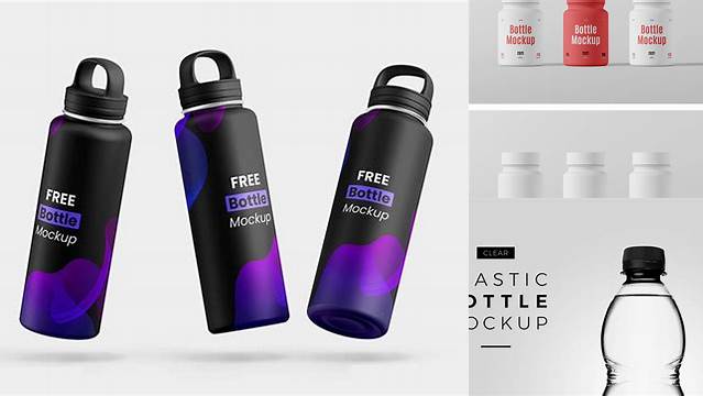 3564+ Metallic Plastic Bottle PSD Mockup Front View Free Graphic Mockup PSD