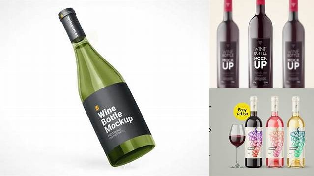 3565+ Blue Glass Red Wine Bottle PSD Mockup Premium Free Mockup PSD