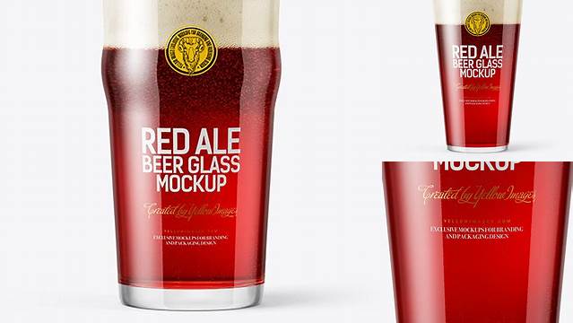 3565+ Red Ale Beer Glass PSD Mockup Unique High-Resolution Design Freebie