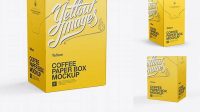 3569+ Coffee Paper Box PSD Mockup Left Side 3/4 View High-End Photoshop Mockup