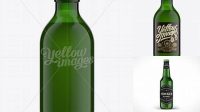 3571+ 25cl Stubby Green Glass Beer Bottle PSD Mockup Editable Photoshop Template Freebie