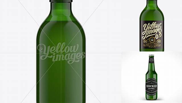 3571+ 25cl Stubby Green Glass Beer Bottle PSD Mockup Editable Photoshop Template Freebie