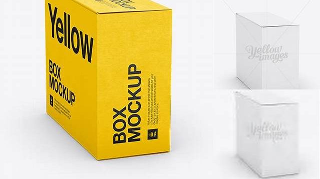 3574+ Small White Cardboard Box PSD Mockup 70° Angle Front View High-Angle Shot Custom Graphic Resource Free Download