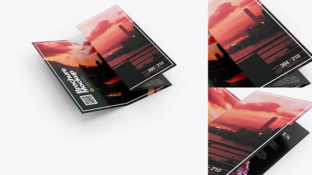 3577+ 4xDL Brochures PSD Mockup High-Angle Shot Exclusive Digital PSD Resource