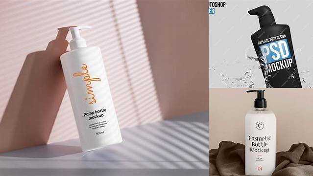 358+ Open Matte Cream Bottle with Pump PSD Mockup Half-Side View Layered PSD File Free Download