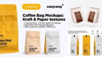 3581+ Folded Coffee Bag PSD Mockup Front View Easy-to-Edit Photoshop Freebie