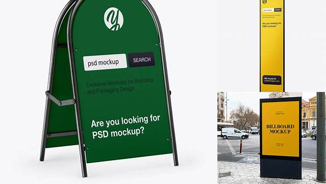 3582+ Matte Street Stand PSD Mockup Half Side View Free Mockup PSD Template