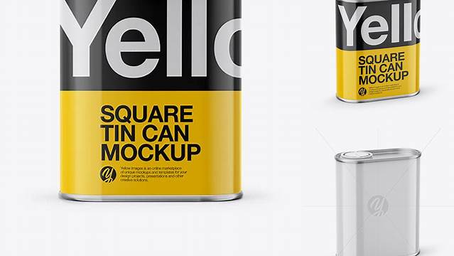 3583+ 1L Closed Square Tin Can PSD Mockup Editable Photoshop File