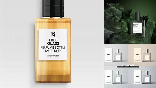 3584+ Glass Perfume Bottle PSD Mockup Photoshop Freebie