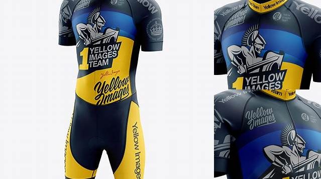 3585+ Men’s Cycling Skinsuit PSD Mockup Half Side View Premium Freebie for Designers