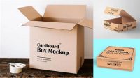 3588+ Cardboard Case PSD Mockup Half Side View Free Smart Object Templates