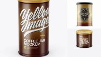 3589+ Matte Coffee Tin Can PSD Mockup High-Angle Shot Creative Design Mockup