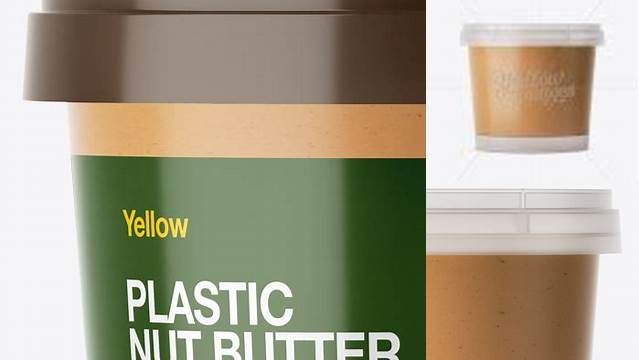 359+ Frosted Plastic Container With Nut Butter PSD Mockup High-Angle Shot Free Creative Design