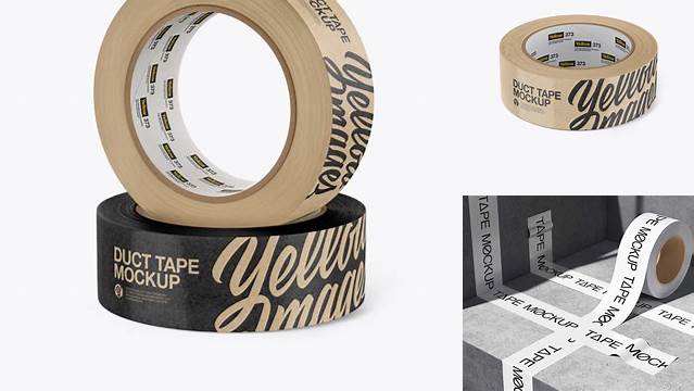 3590+ Kraft Duct Tape PSD Mockup High-Angle Shot Free PSD for Creatives