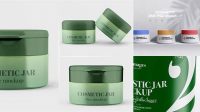 3592+ Matte Cosmetic Jar PSD Mockup High-Angle Shot Advanced Editable Template Free