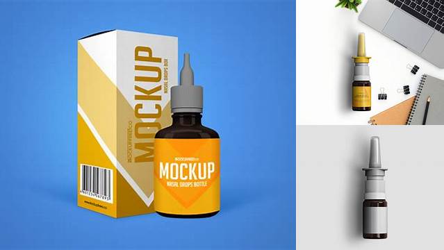 3598+ Nasal Drops Bottle PSD Mockup Front View Free Editable Photoshop Template