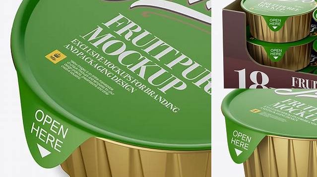 3599+ Fruit Puree Cup PSD Mockup Halfside View High Angle Elegant Free Graphic Resource