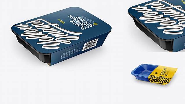 360+ Plastic Container PSD Mockup Half Side View High-Angle Shot High-Resolution Editable PSD