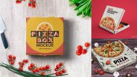 3603+ Pizza Paper Box PSD Mockup Front View Editable Design PSD File