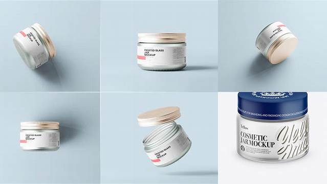 3604+ Frosted Glass Cosmetic Jar PSD Mockup Front View Download Premium PSD Resource