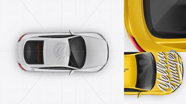 3605+ Audi TT PSD Mockup Top View Digital Photoshop Free Mockup