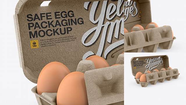 3606+ Open Kraft Egg Container Halfside View High-Angle Shot Creative High-Resolution PSD Freebie