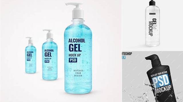 3612+ Blue Gel PET Bottle with Pump PSD Mockup Easy-to-Use PSD Template