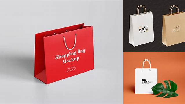 3613+ Glossy Paper Shopping Bag PSD Mockup Front View Unique Free Photoshop Files