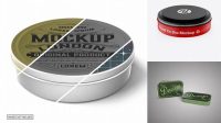 3614+ Matte Round Tin Box PSD Mockup Front View Exclusive Free Photoshop Mockup