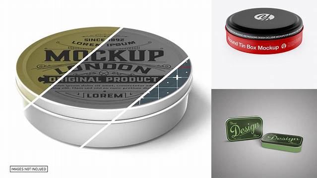 3614+ Matte Round Tin Box PSD Mockup Front View Exclusive Free Photoshop Mockup