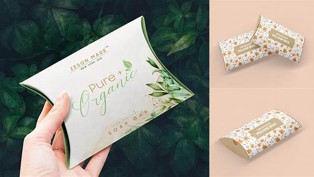 3616+ Plastic Pillow Box with Tag PSD Mockup Editable Photoshop Free Mockup