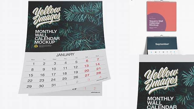 3618+ Textured Monthly Wall Calendar PSD Mockup Front View PSD Download